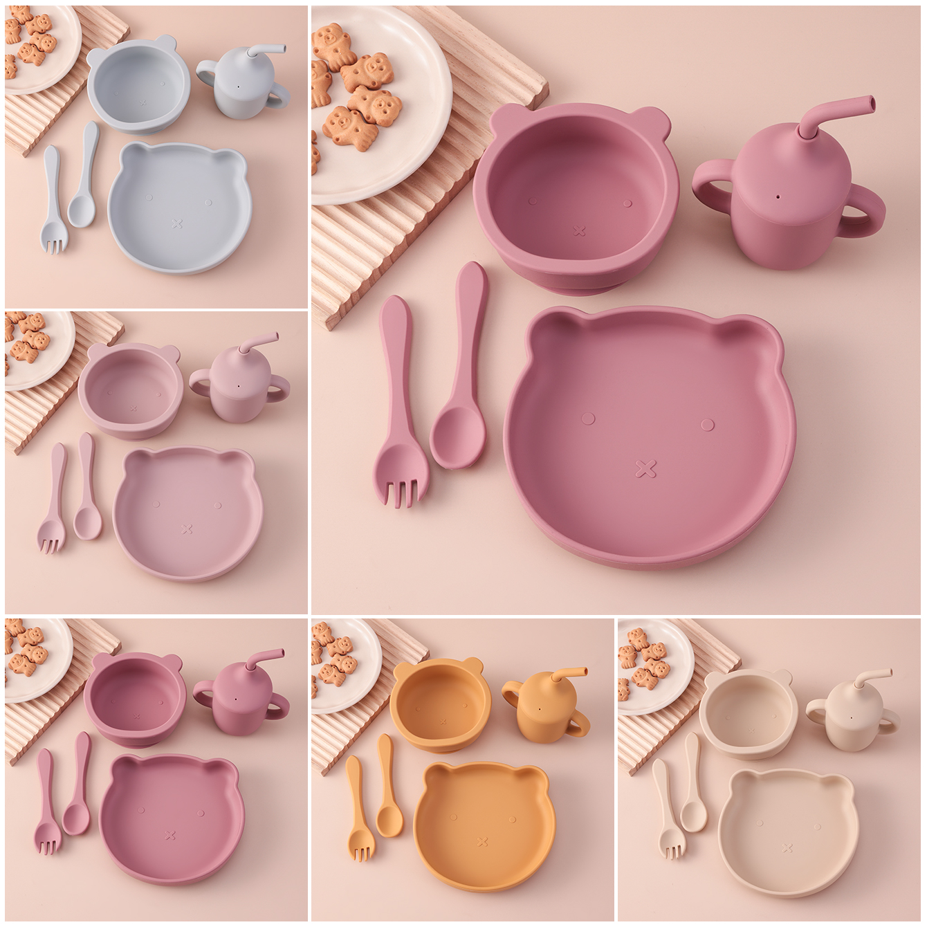 Baby Food Chopper - Color Kids 5PCS Silicone Feeding Set