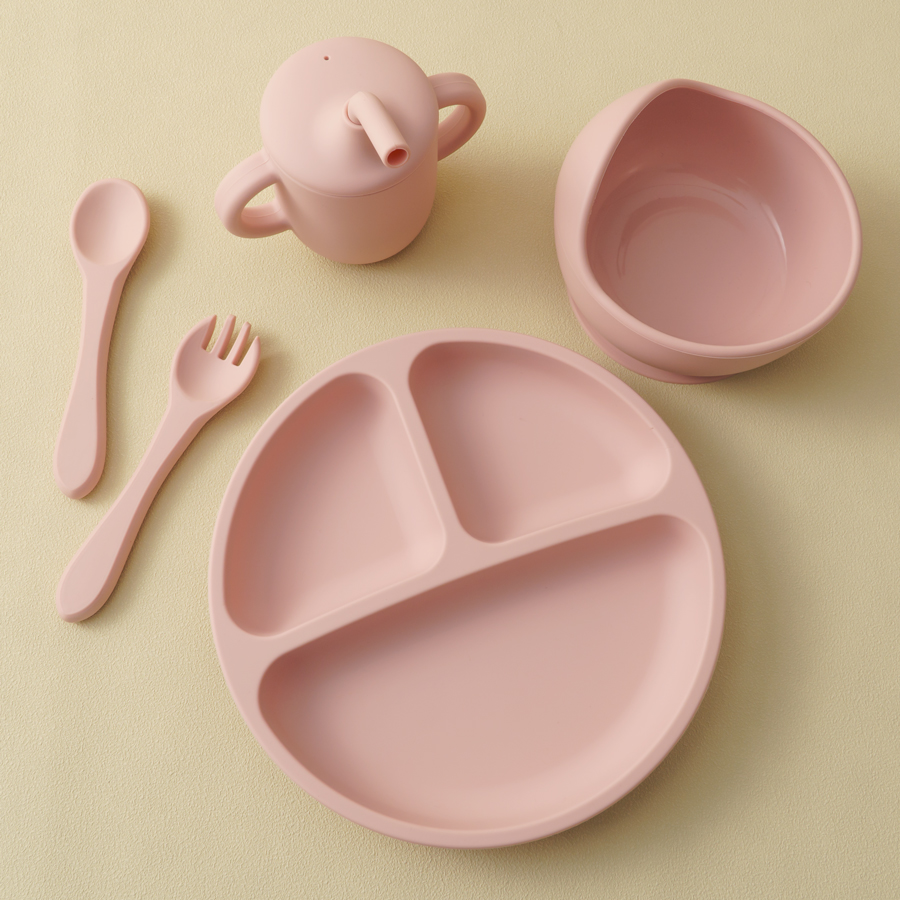 Baby Food Chopper - 5PCS Baby Silicone Tableware Set Suction