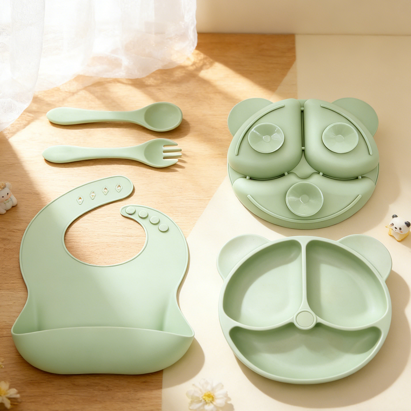 Baby Food Chopper - 4PCS Baby Feeding Set with Bib