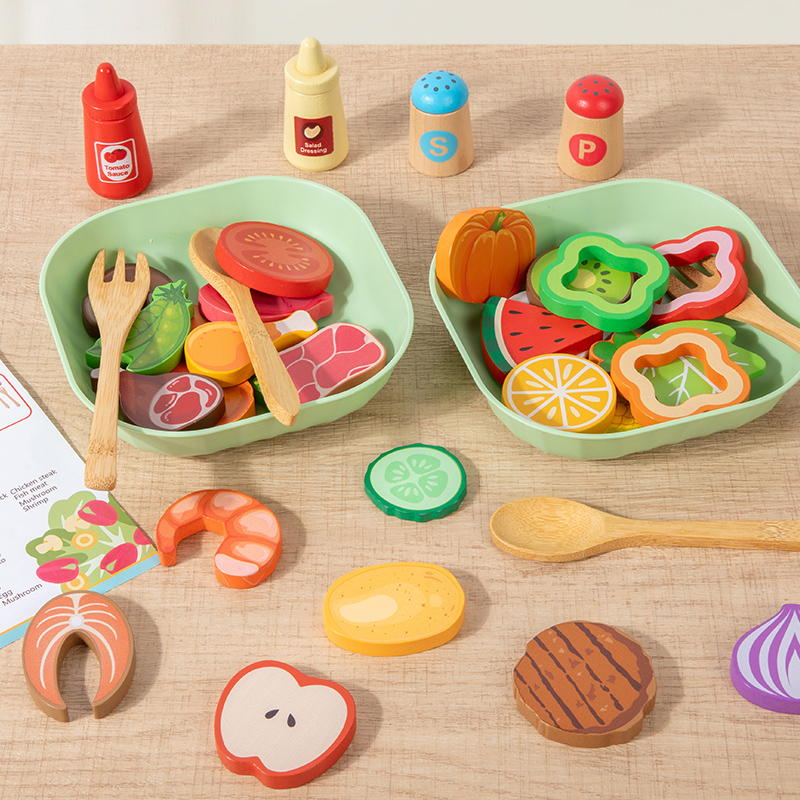 Wooden Simulation Salad Preten - Baby Food Under 1 Year บทวิจารณ์และราคา