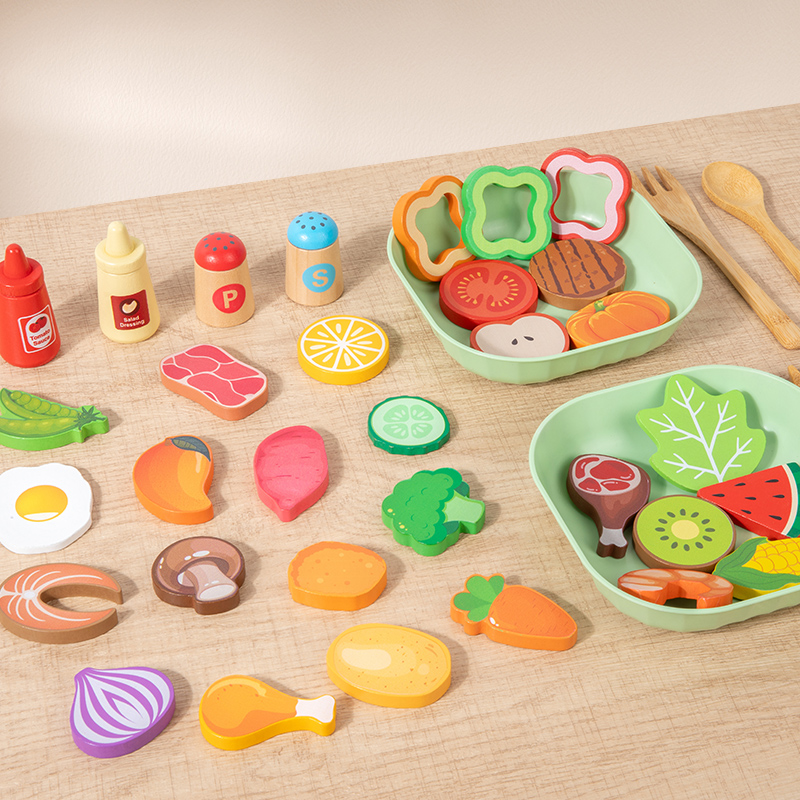 Wooden Simulation Salad Preten - Baby Food Under 1 Year บทวิจารณ์และราคา