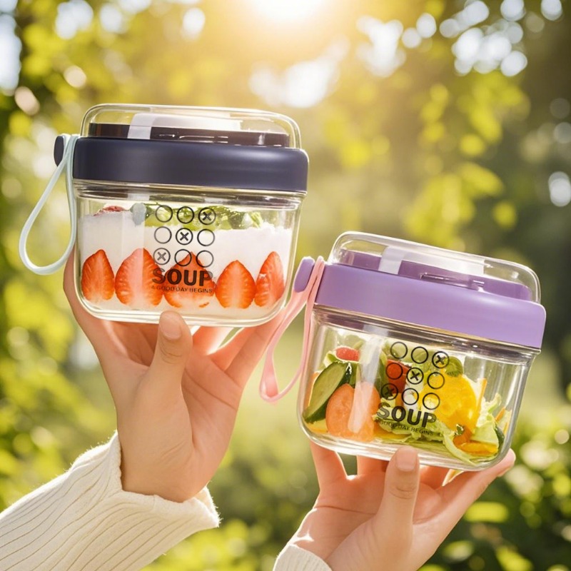 Salad Cup Double Layer Oatmeal - Baby Food Jars Glass บทวิจารณ์และราคา
