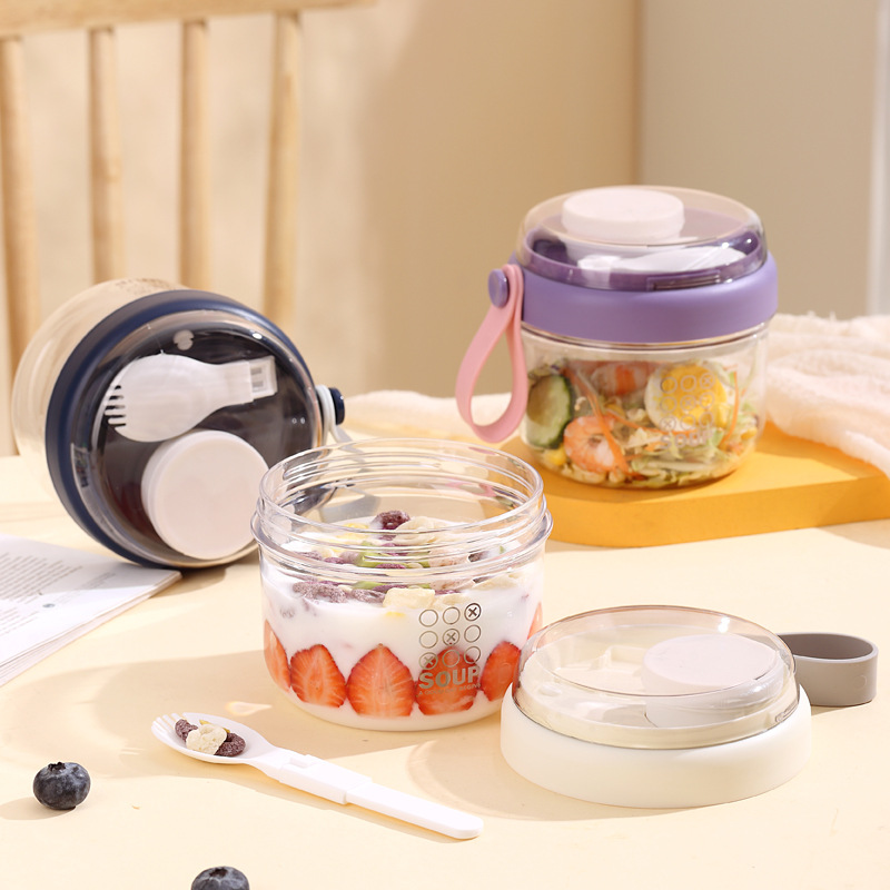 Salad Cup Double Layer Oatmeal - Baby Food Jars Glass บทวิจารณ์และราคา