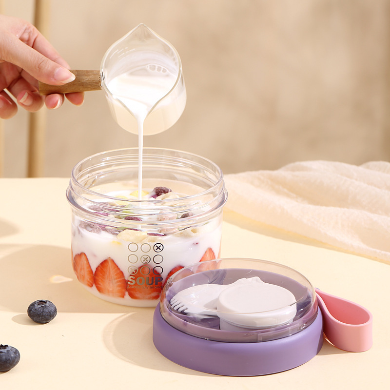 Salad Cup Double Layer Oatmeal - Baby Food Jars Glass บทวิจารณ์และราคา