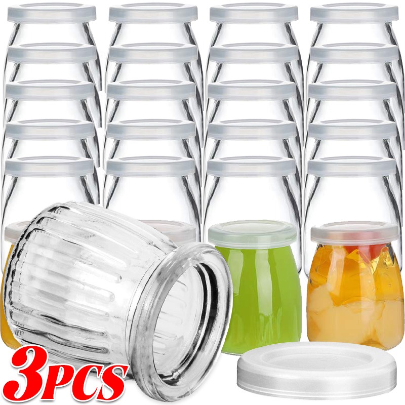 1/3Pcs Yogurt Jars with PE Lid - Baby Food Jars Glass บทวิจารณ์และราคา