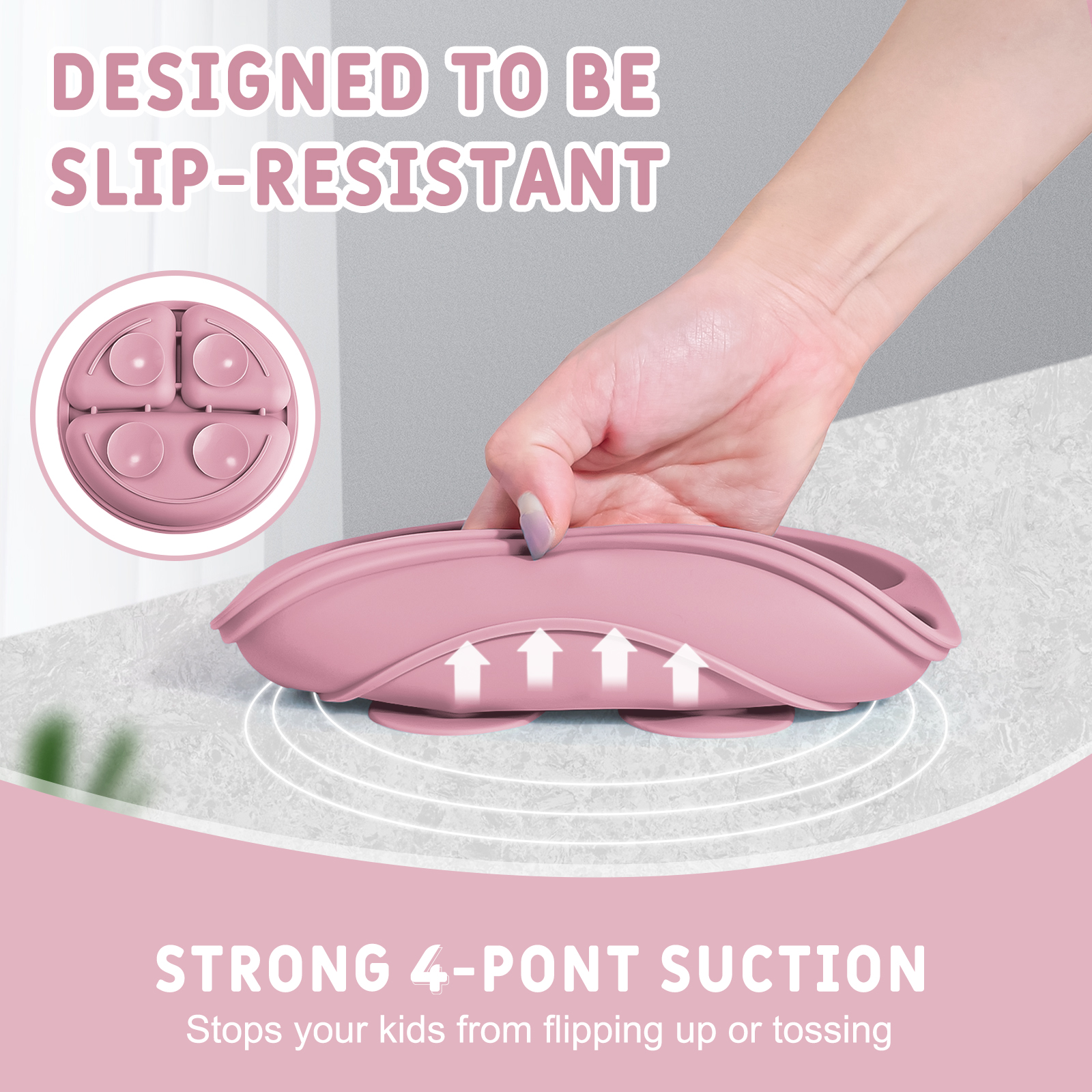 3pcs Baby Silicone Dining Plat - Plate Suction Toddler บทวิจารณ์และราคา