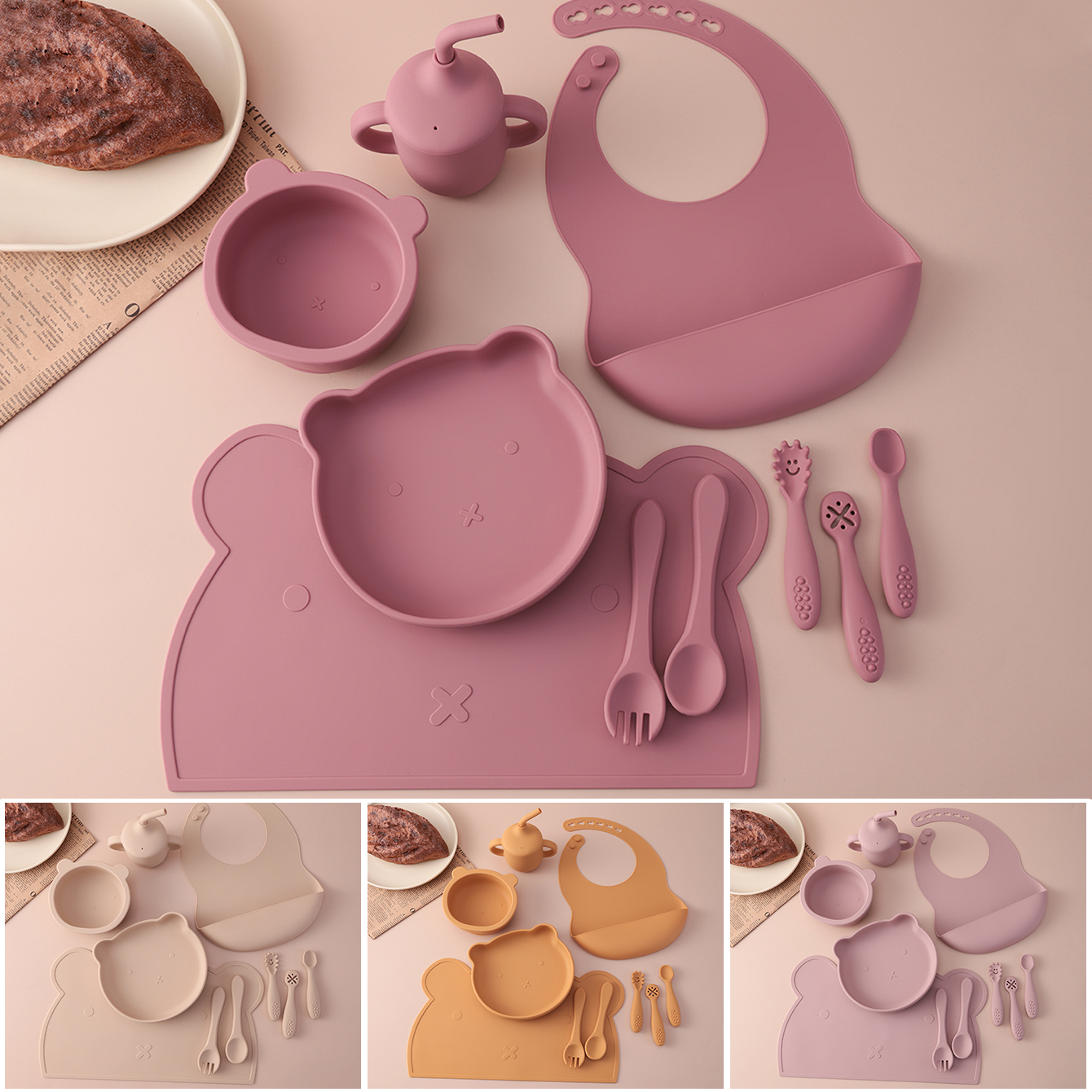 10PCS Silicone Baby Feeding Se - Plate Suction Toddler บทวิจารณ์และราคา