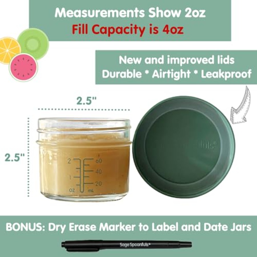 Sage Spoonfuls -12 Pack 4 oz B - Baby Food Jars Glass บทวิจารณ์และราคา