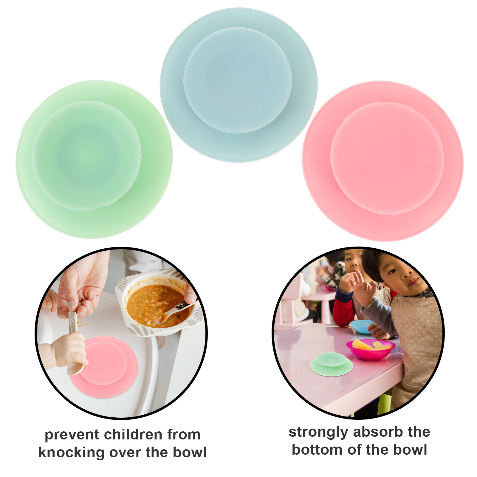 3Pcs Baby Bowl Sucker Silicone - Plate Suction Toddler บทวิจารณ์และราคา