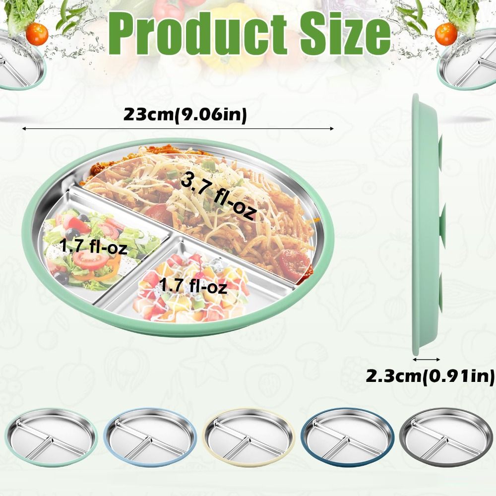 Stainless Steel Kids Plate wit - Plate Suction Toddler บทวิจารณ์และราคา