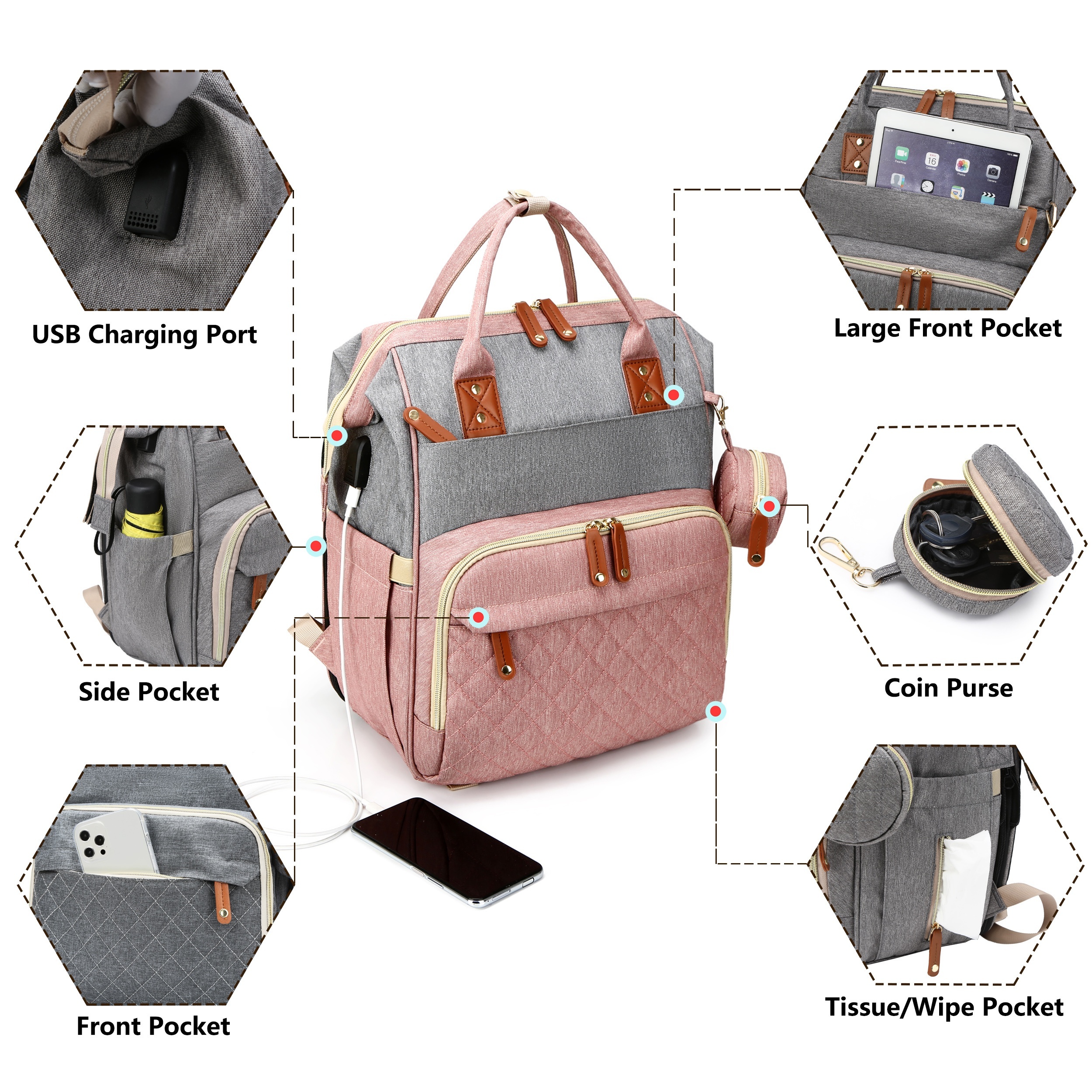 Baby Diaper Bag Backpack, Baby - Baby Puree Pouch บทวิจารณ์และราคา