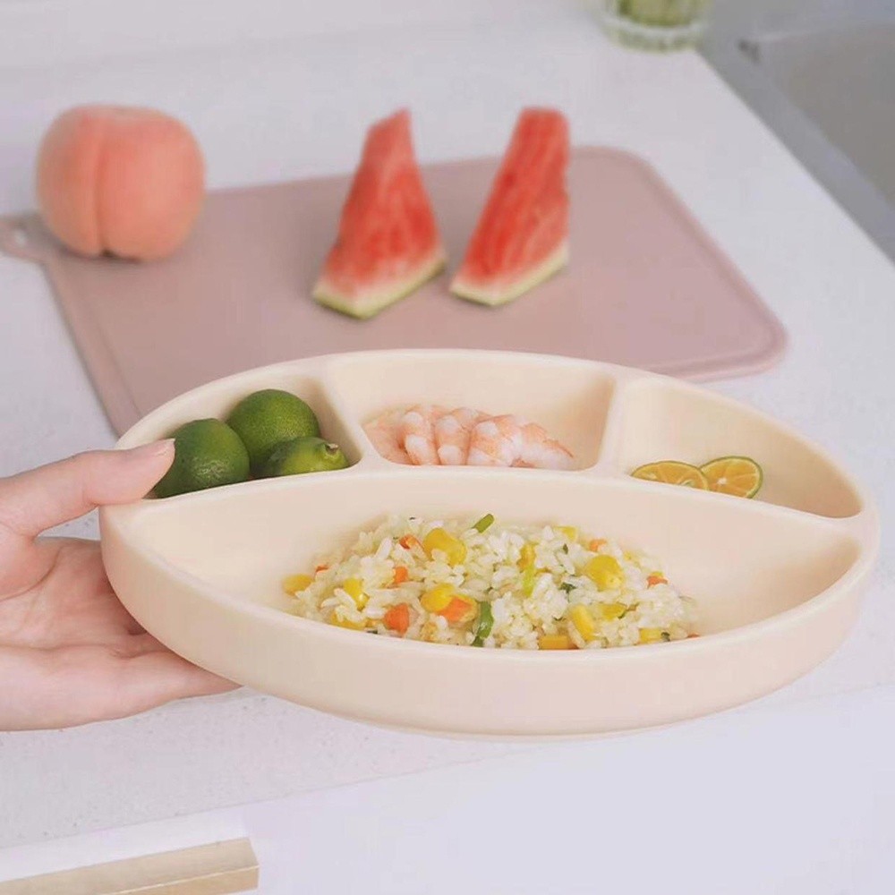 Non-Slip Silicone Divided Plat - Plate Suction Toddler บทวิจารณ์และราคา