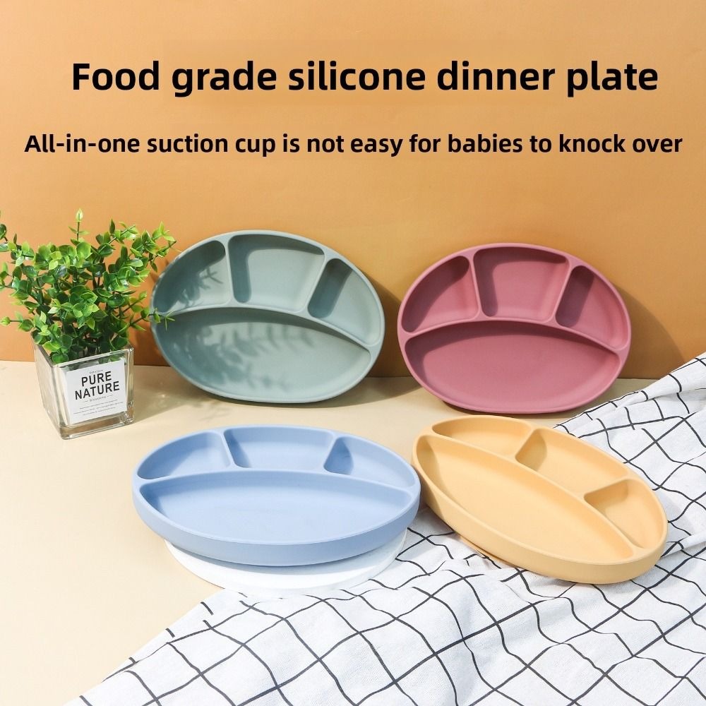 Non-Slip Silicone Divided Plat - Plate Suction Toddler บทวิจารณ์และราคา
