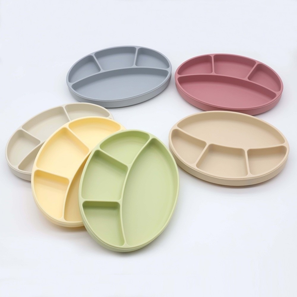 Non-Slip Silicone Divided Plat - Plate Suction Toddler บทวิจารณ์และราคา