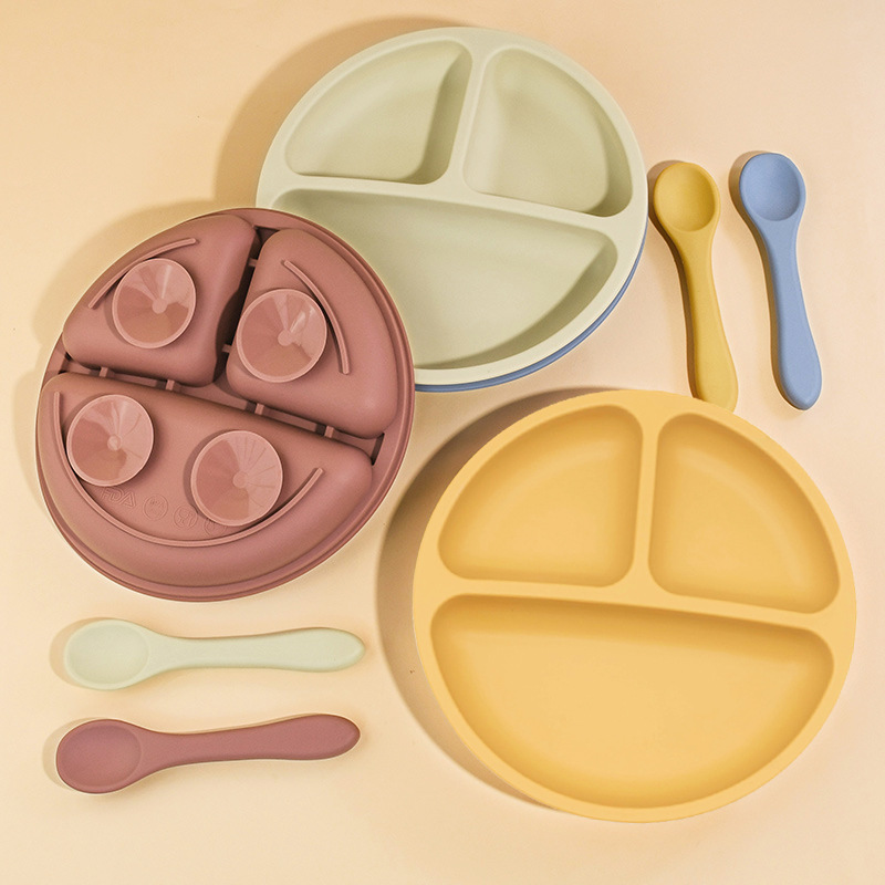 5Pcs Silicone Baby Feeding Set - Plate Suction Toddler บทวิจารณ์และราคา