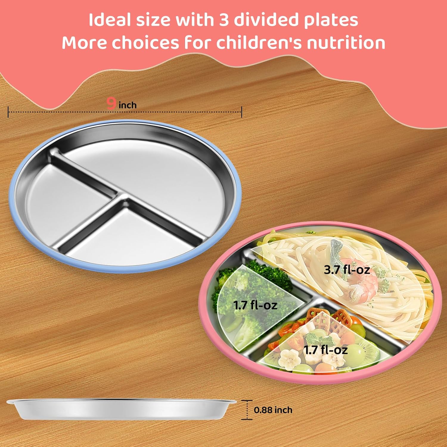 9 Inch Stainless Steel Toddler - Plate Suction Toddler บทวิจารณ์และราคา