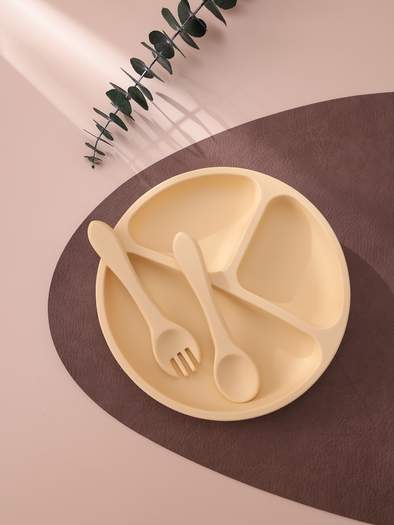 3PCS Silicone Baby Feeding Set - Plate Suction Toddler บทวิจารณ์และราคา