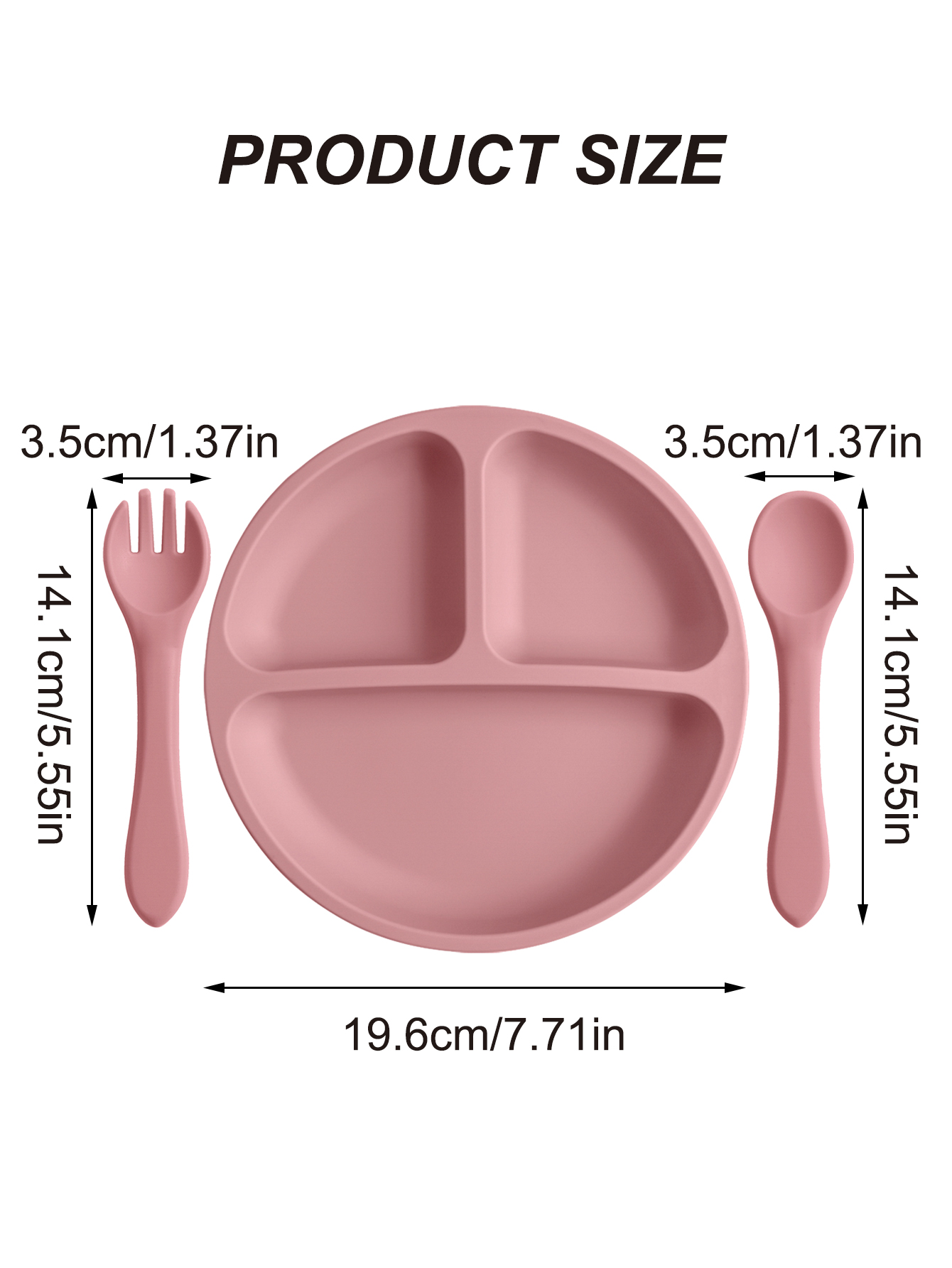3PCS Silicone Baby Feeding Set - Plate Suction Toddler บทวิจารณ์และราคา