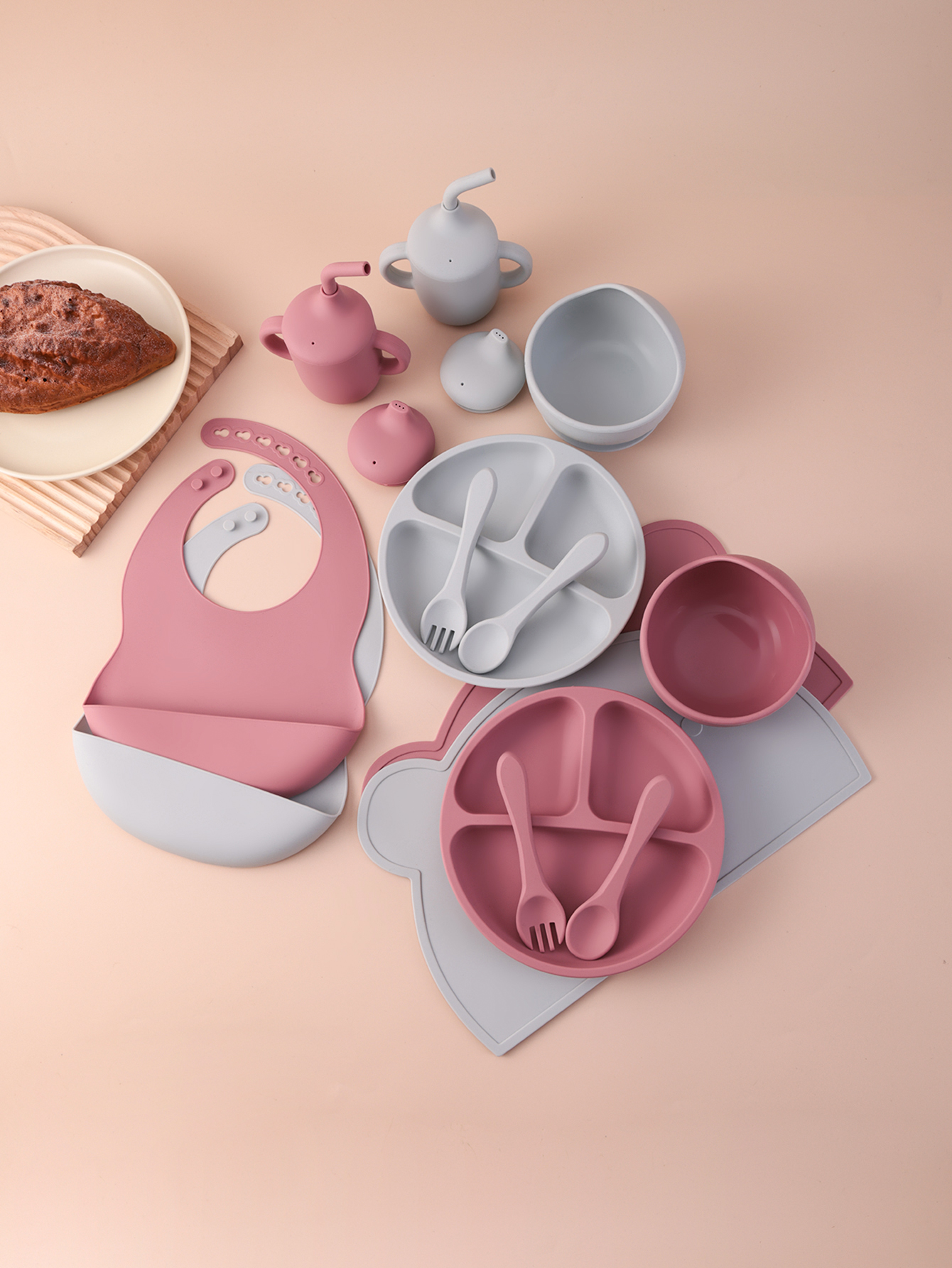 7PCS Silicone Baby Feeding Set - Plate Suction Toddler บทวิจารณ์และราคา