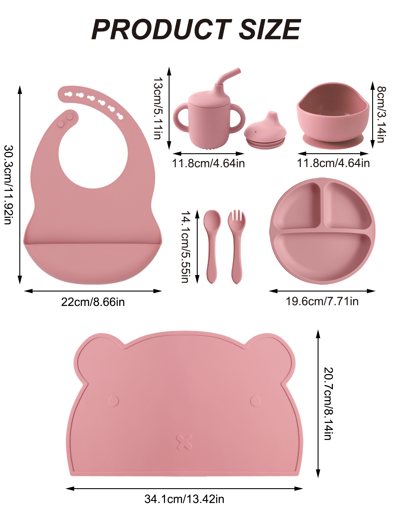 7PCS Silicone Baby Feeding Set - Plate Suction Toddler บทวิจารณ์และราคา